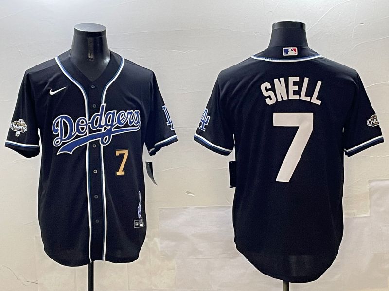 Men Los Angeles Dodgers #7 Snell Black Fashion Game 2025 Nike MLB Jersey style 3066->los angeles angels->MLB Jersey